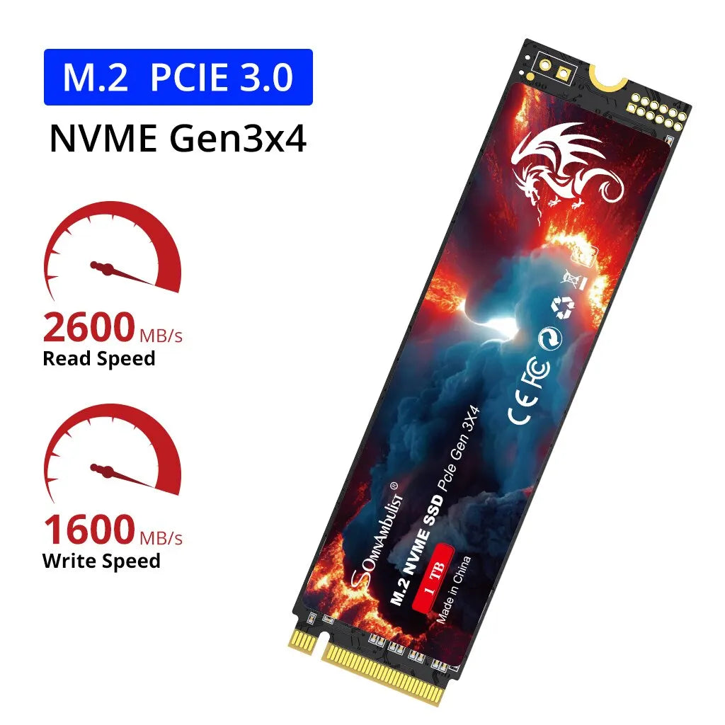 SSD M.2 NVMe SomnAmbulist PCIe 3.0 até 1TB