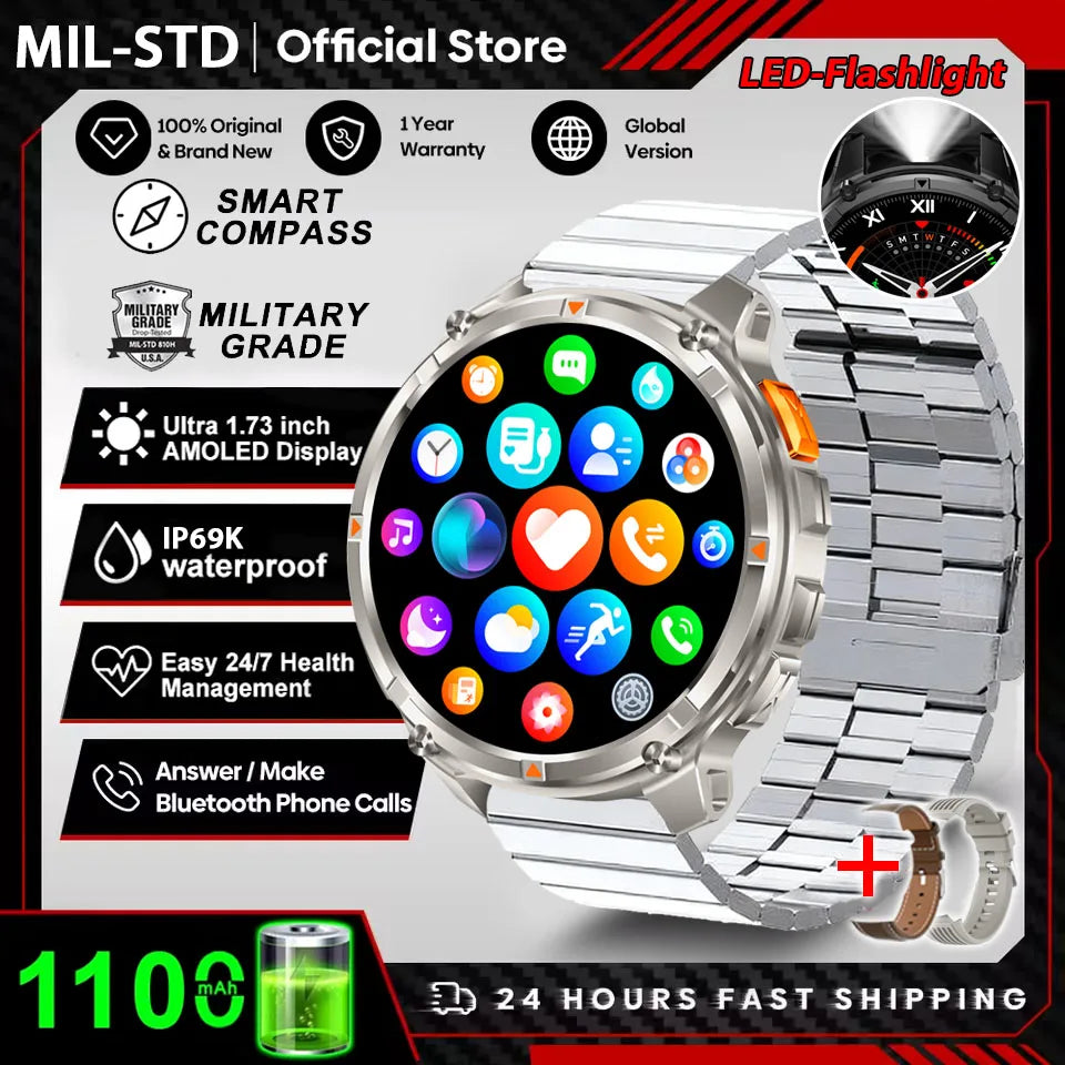 Smartwatch T-Rex3 Pro Militar GPS 5ATM 1100mAh — Pulseiras Intercambiáveis