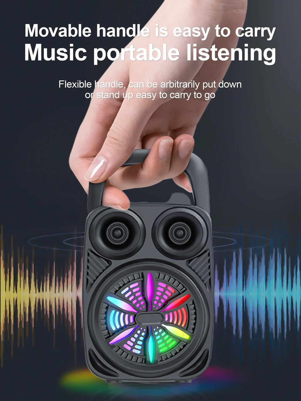 Caixa de Som Bluetooth 500mAh Subwoofer Karaokê Portátil