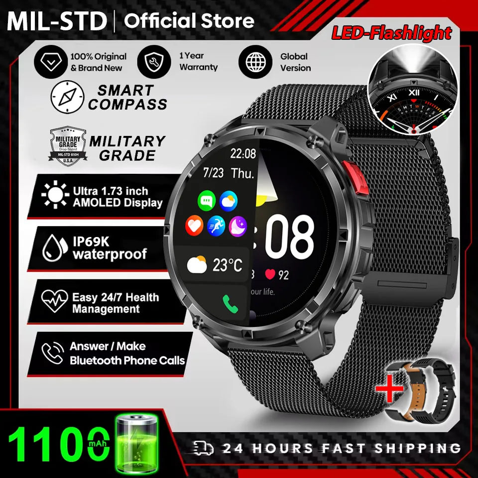 Smartwatch T-Rex3 Pro Militar GPS 5ATM 1100mAh — Pulseiras Intercambiáveis