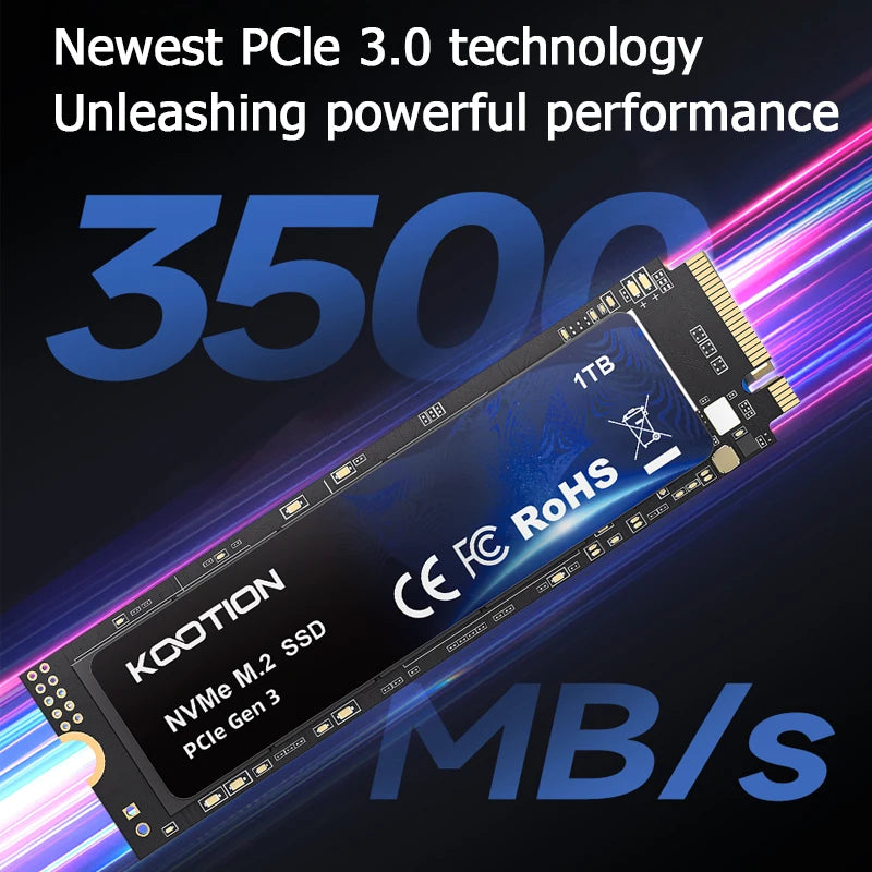 SSD NVMe M.2 2280 KOOTION PCIe 3.0 até 2TB