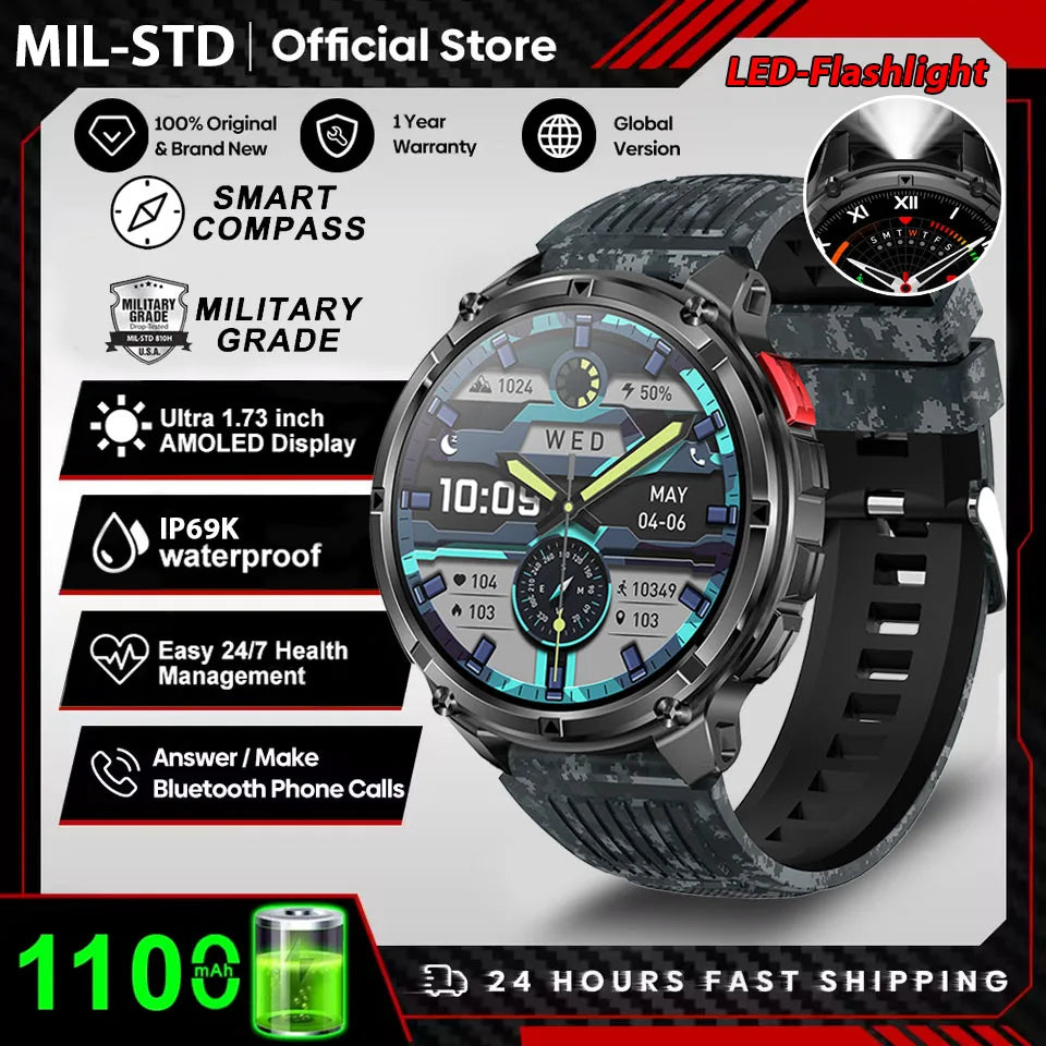 Smartwatch T-Rex3 Pro Militar GPS 5ATM 1100mAh — Pulseiras Intercambiáveis