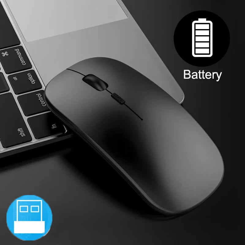 Mouse Sem Fio Slim 2.4GHz 1600DPI Silencioso Ergônomico