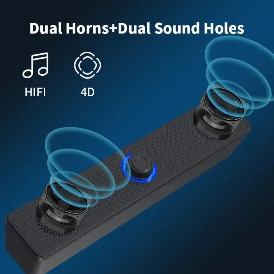 Soundbar para PC Bluetooth e Com Fio USB