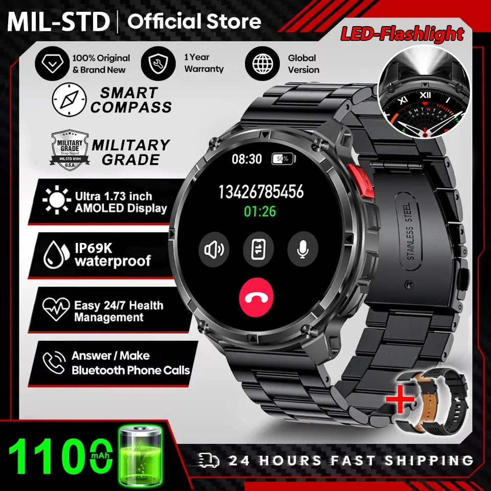 Smartwatch T-Rex3 Pro Militar GPS 5ATM 1100mAh — Pulseiras Intercambiáveis