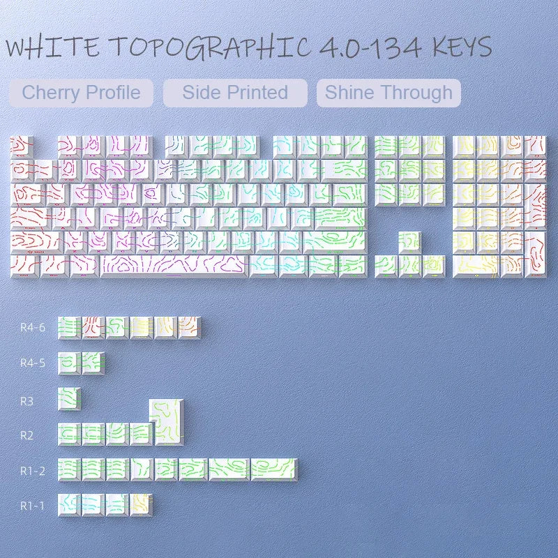 Keycaps Topográficas 4.0 PBT 98 Teclas Cherry Profile