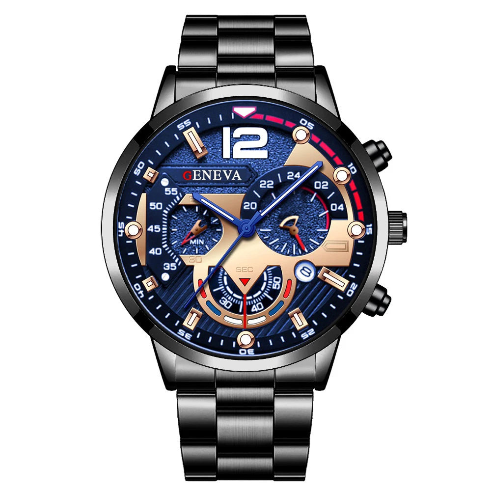 Relógio Masculino Analógico Aço Inox com Calendário