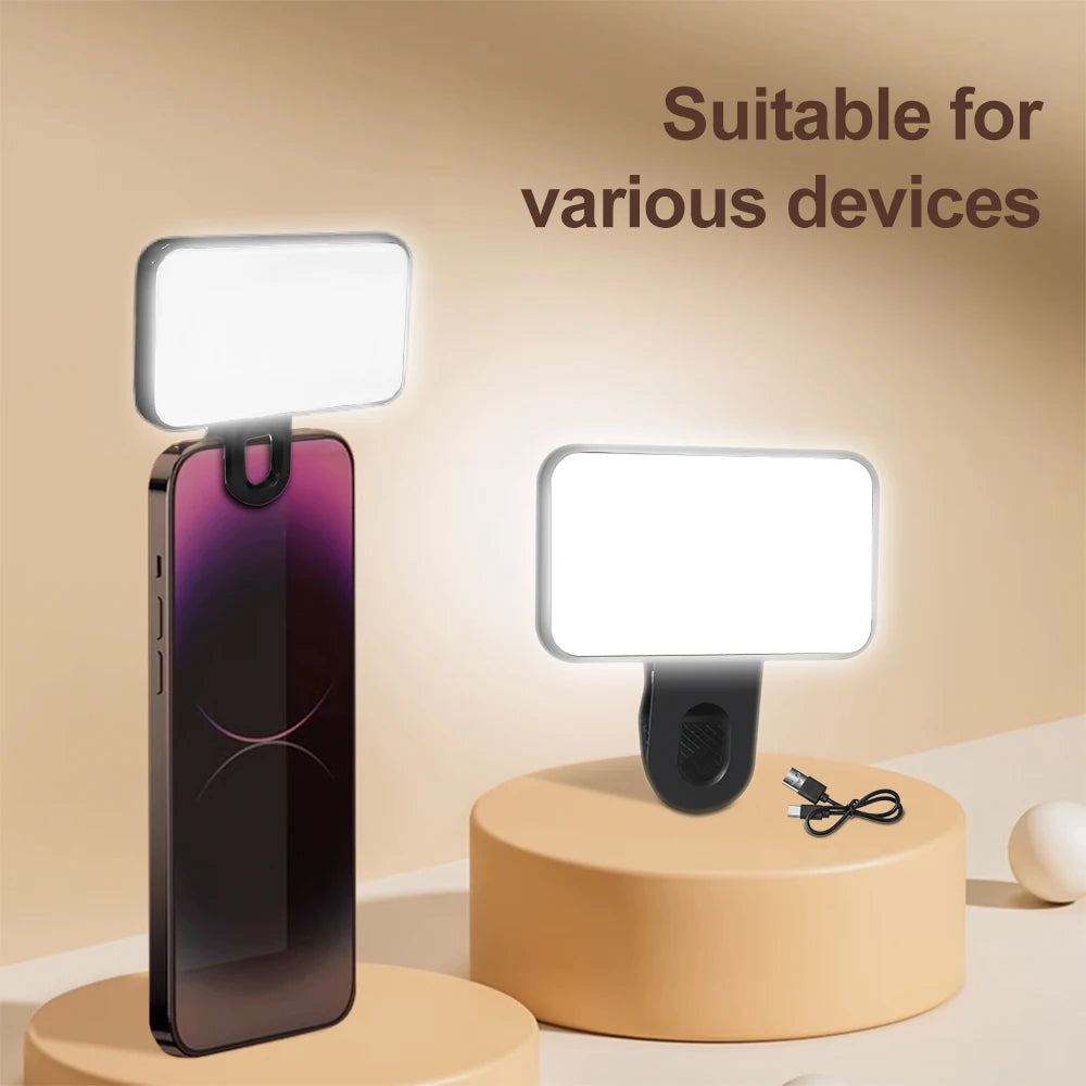 Mini Luz LED para Selfie Recarregável 3 Modos