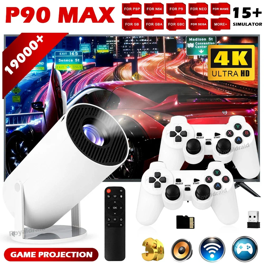 Projetor Gamer P90 Max 4K Android 11 + 19.000 Jogos