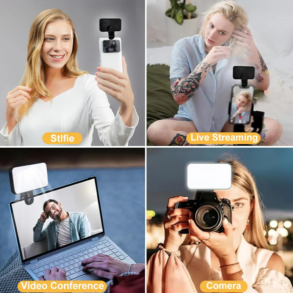 Mini Luz LED para Selfie Recarregável 3 Modos
