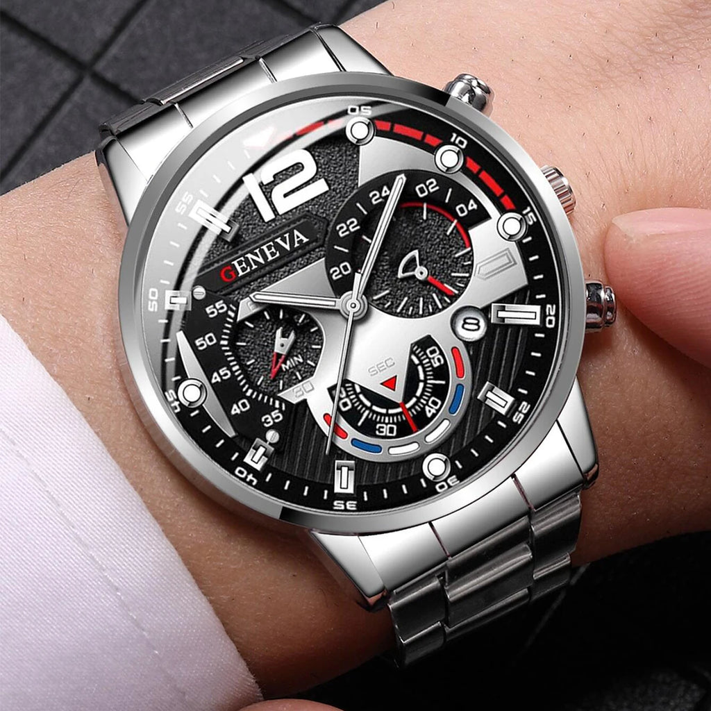 Relógio Masculino Analógico Aço Inox com Calendário