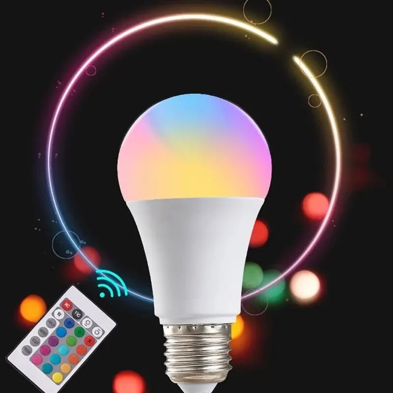 Lâmpada LED RGB 16 Cores E27 com Controle Remoto