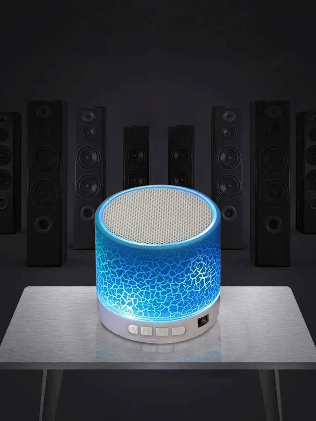 Mini Caixa de Som Bluetooth Subwoofer com LED RGB
