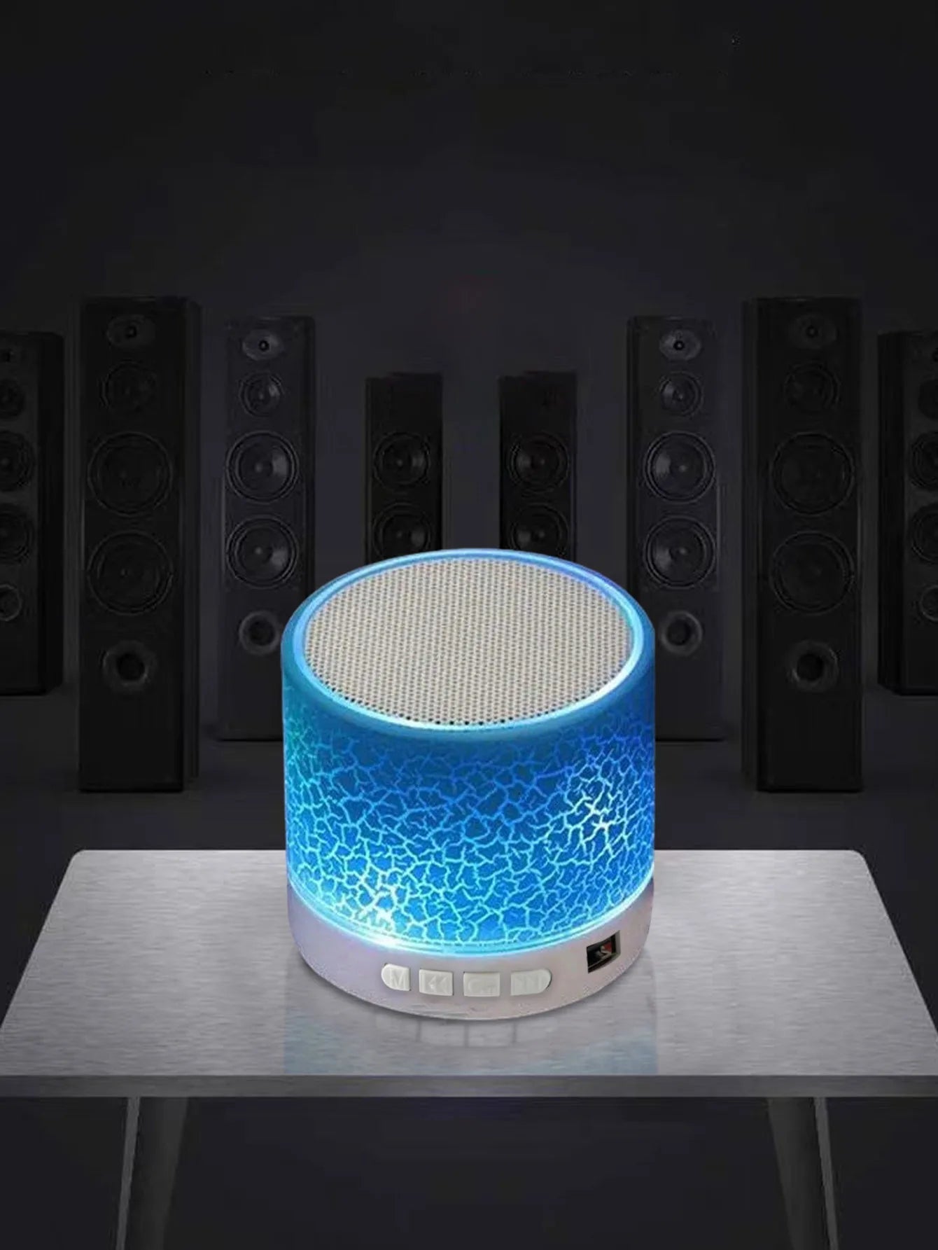 Mini Caixa de Som Bluetooth Subwoofer com LED RGB