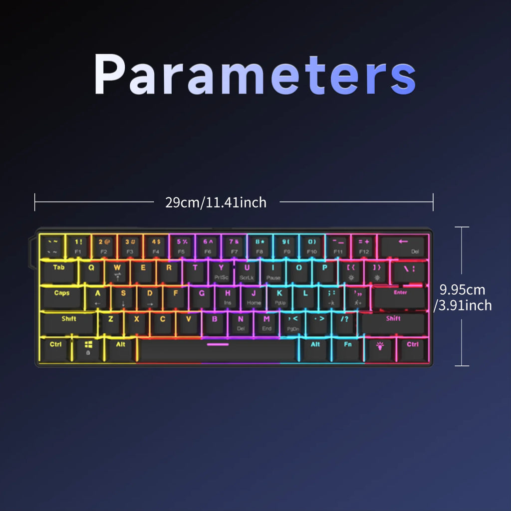 Teclado Mecânico Ajazz NK61 60% RGB Hot-Swappable