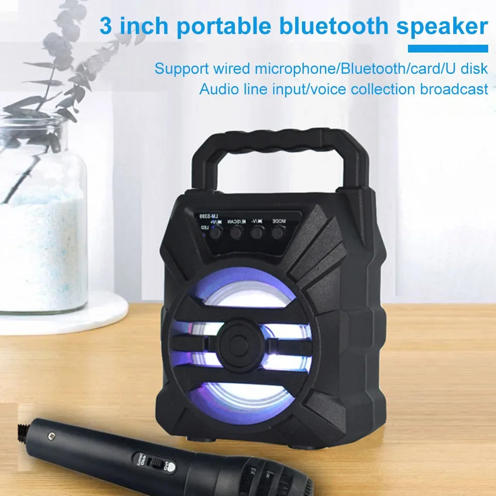Caixa de Som Bluetooth 500mAh Subwoofer Karaokê Portátil
