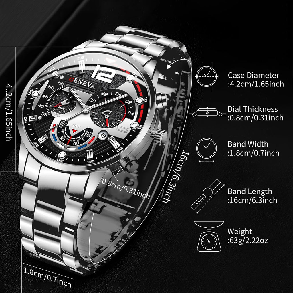 Relógio Masculino Analógico Aço Inox com Calendário