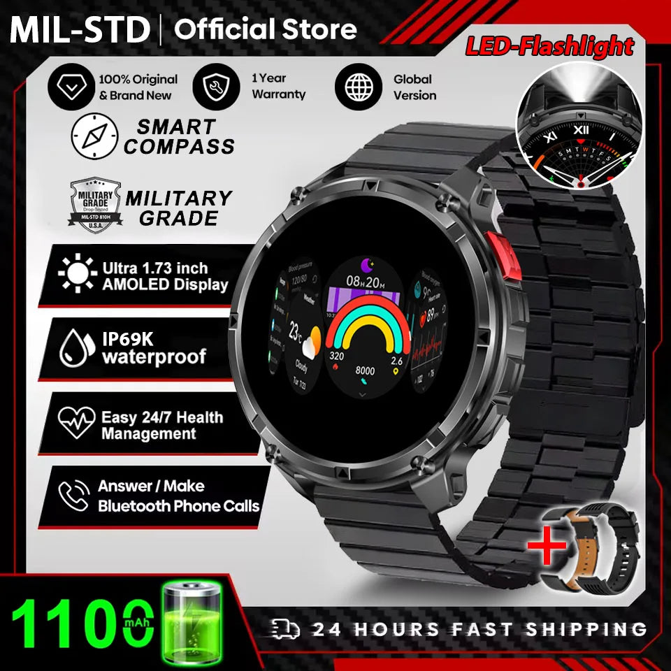 Smartwatch T-Rex3 Pro Militar GPS 5ATM 1100mAh — Pulseiras Intercambiáveis