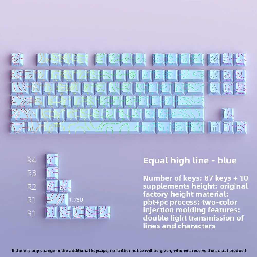 Keycaps Topográficas 4.0 PBT 98 Teclas Cherry Profile