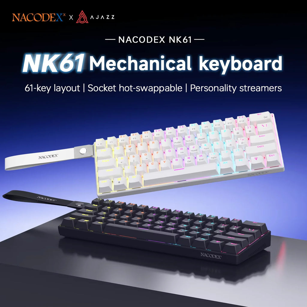 Teclado Mecânico Ajazz NK61 60% RGB Hot-Swappable