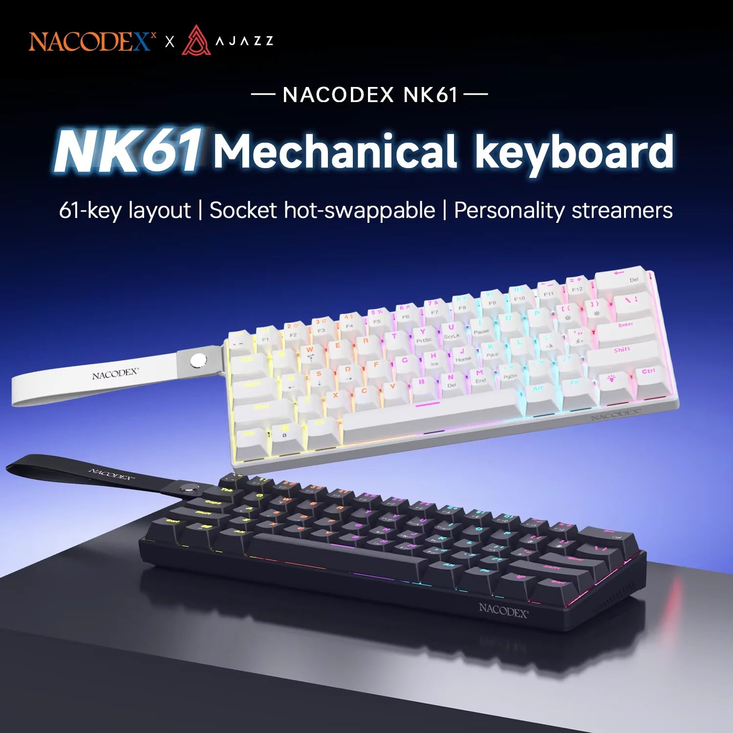 Teclado Mecânico Ajazz NK61 60% RGB Hot-Swappable