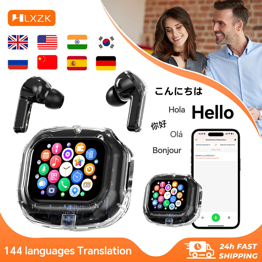 Fone Bluetooth TWS HiFi com Tradução em Tempo Real — 144 Idiomas