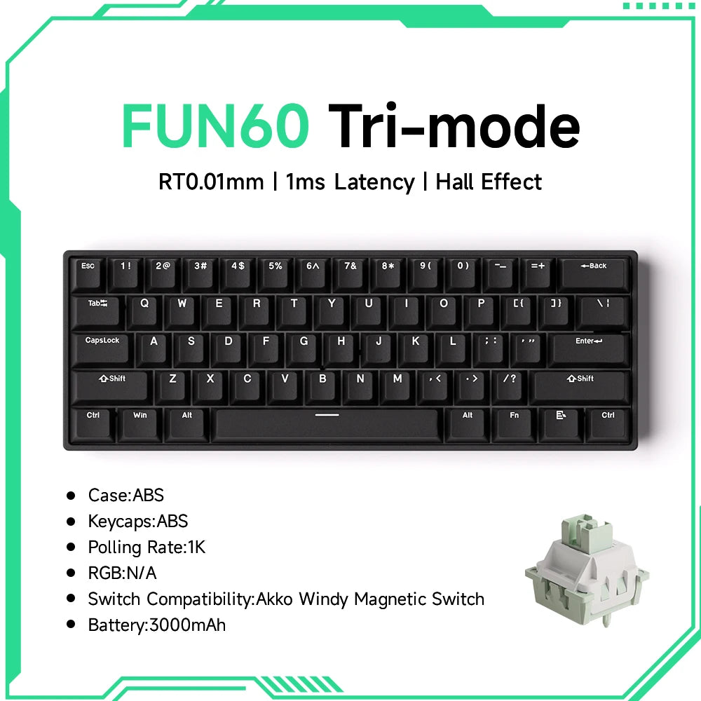 Teclado Gamer Akko MonsGeek FUN68/FUN60 PRO — 60% 65% HE Magnético, Rapid Trigger 8K, RGB