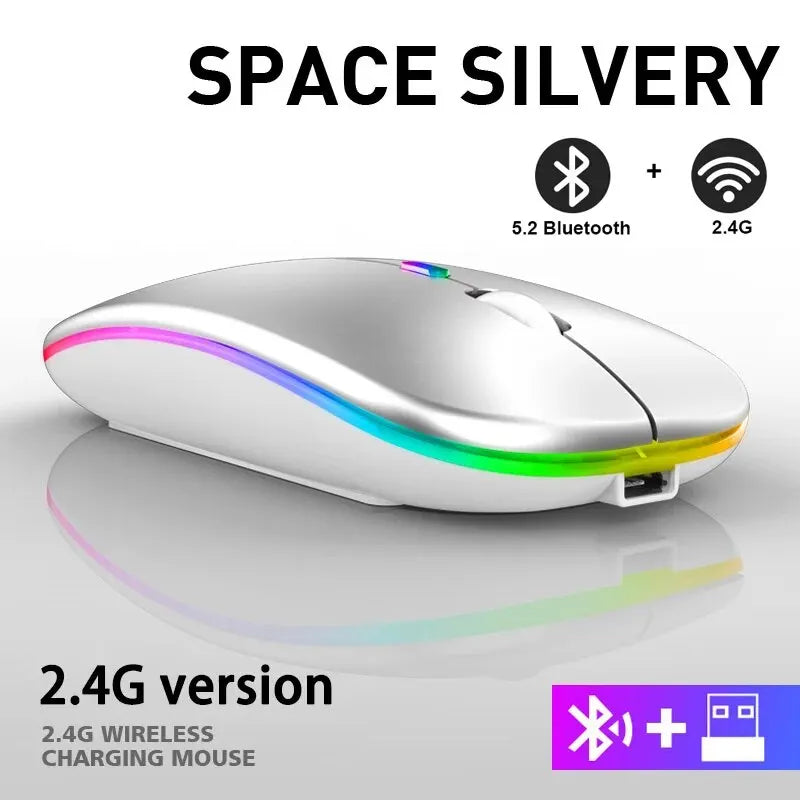 Mouse Gamer Sem Fio RGB Recarregável 3600 DPI