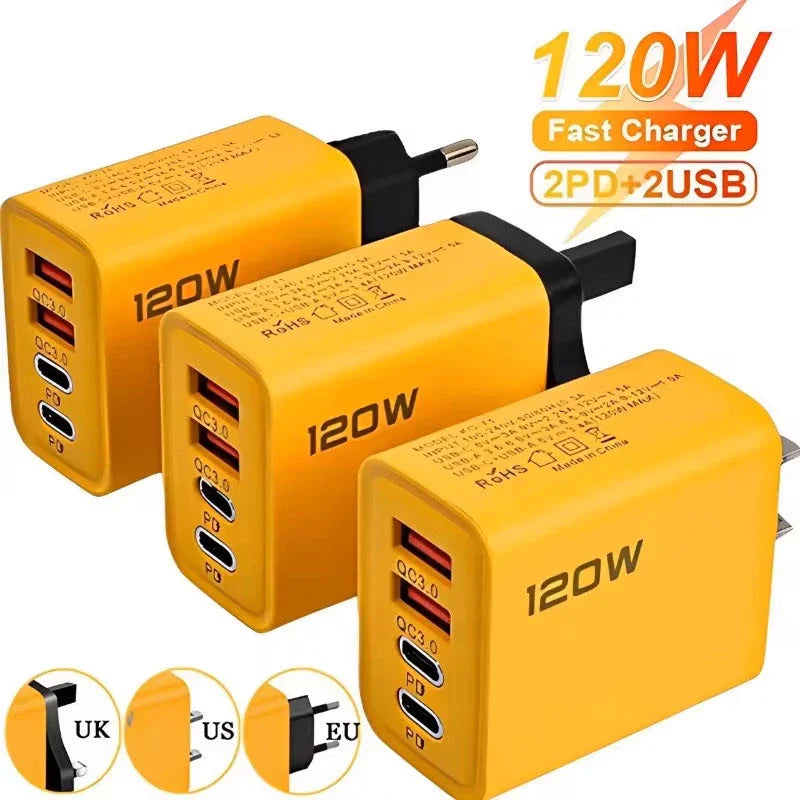 Carregador USB-C 4 Portas com Carga Rápida PD 3.0