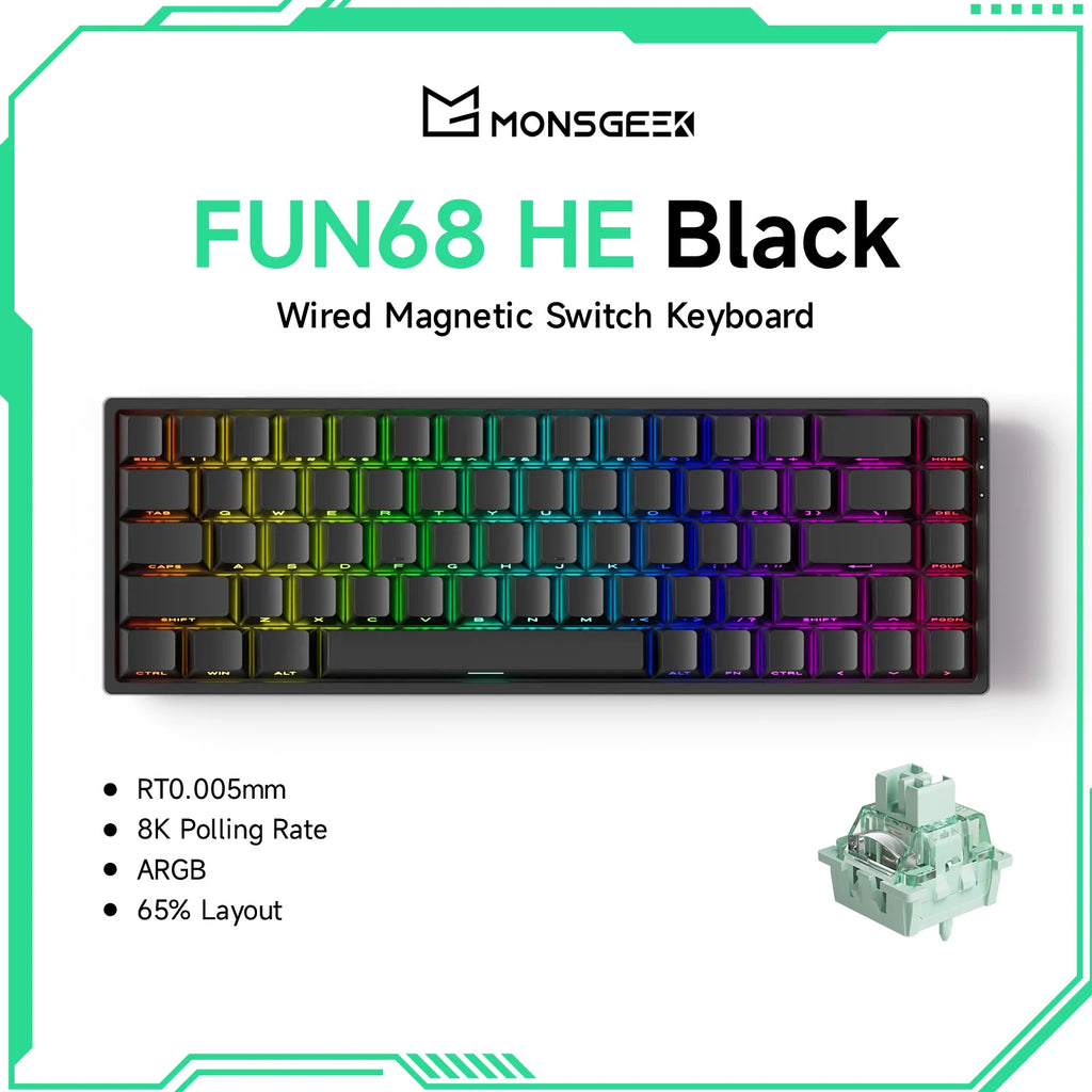 Teclado Gamer Akko MonsGeek FUN68/FUN60 PRO — 60% 65% HE Magnético, Rapid Trigger 8K, RGB