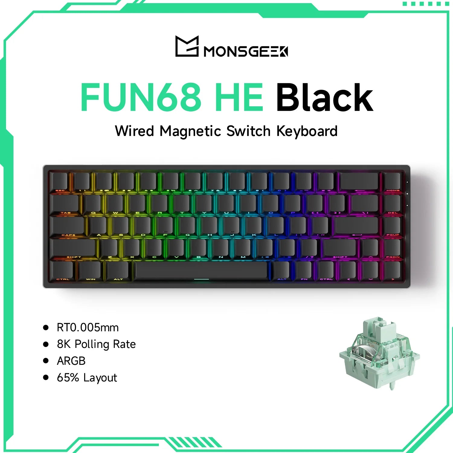 Teclado Gamer Akko MonsGeek FUN68/FUN60 PRO — 60% 65% HE Magnético, Rapid Trigger 8K, RGB