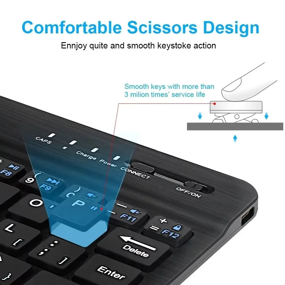 Teclado Bluetooth 5.1 Mini Sem Fio para iPad e Tablet
