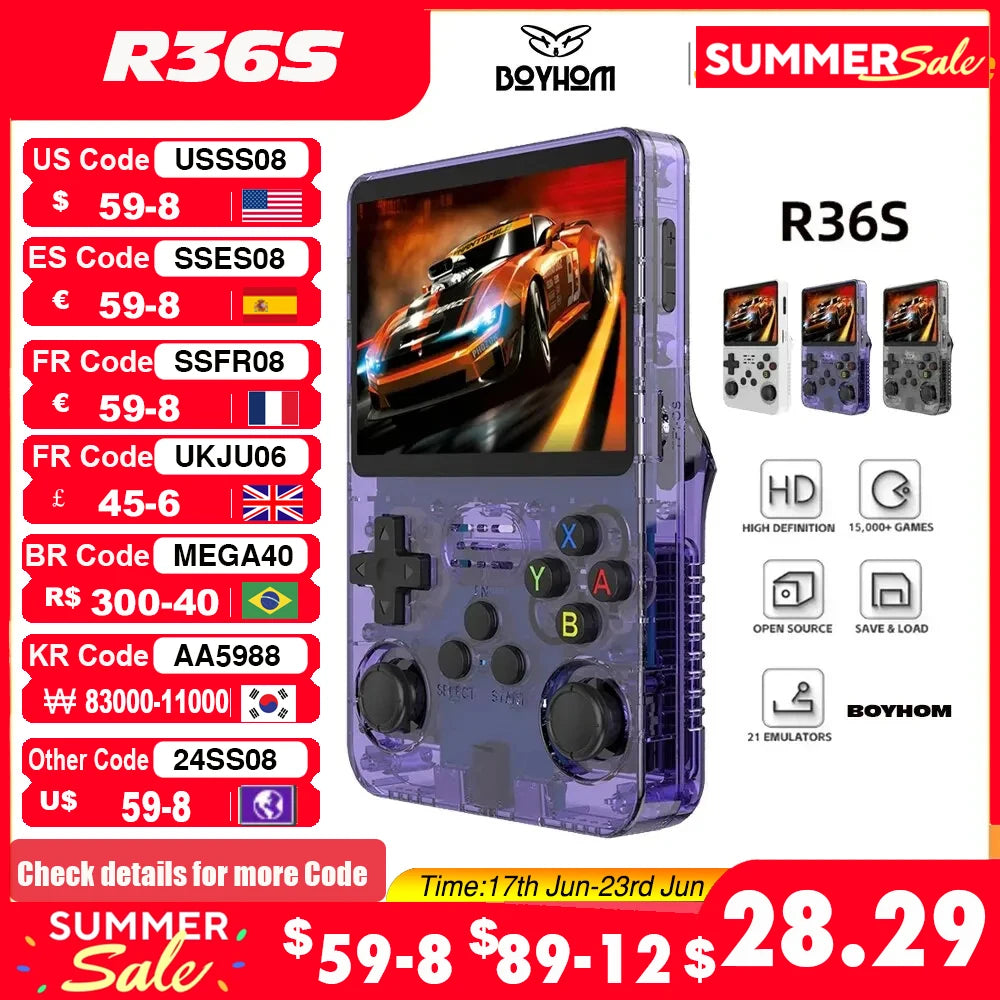 Console Portátil R36S — 15.000 Jogos Clássicos na Palma da Mão