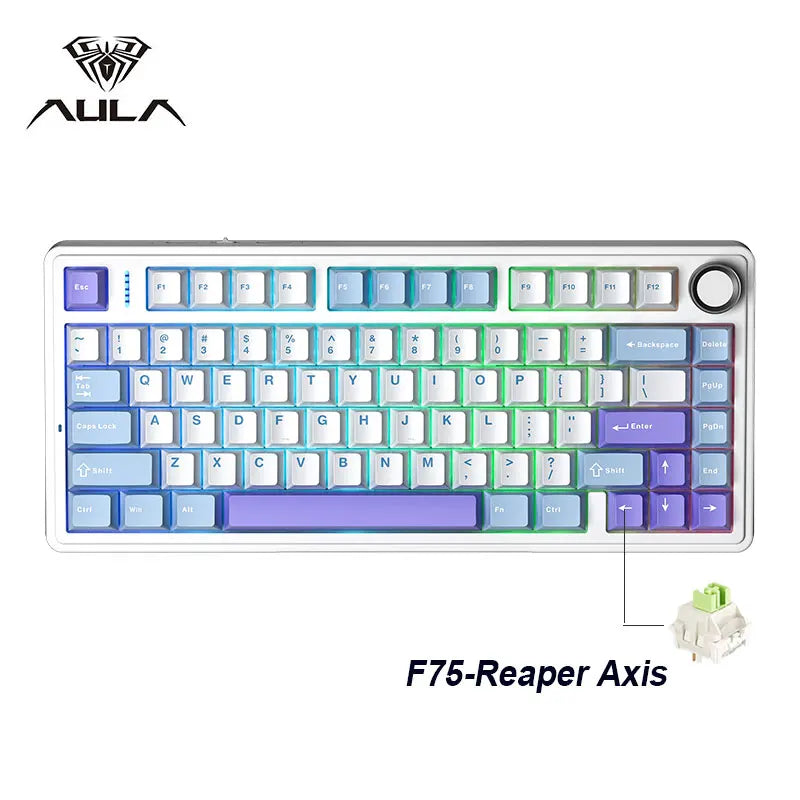 Teclado Mecânico Gamer AULA F75 75% Wireless/Bluetooth/USB RGB