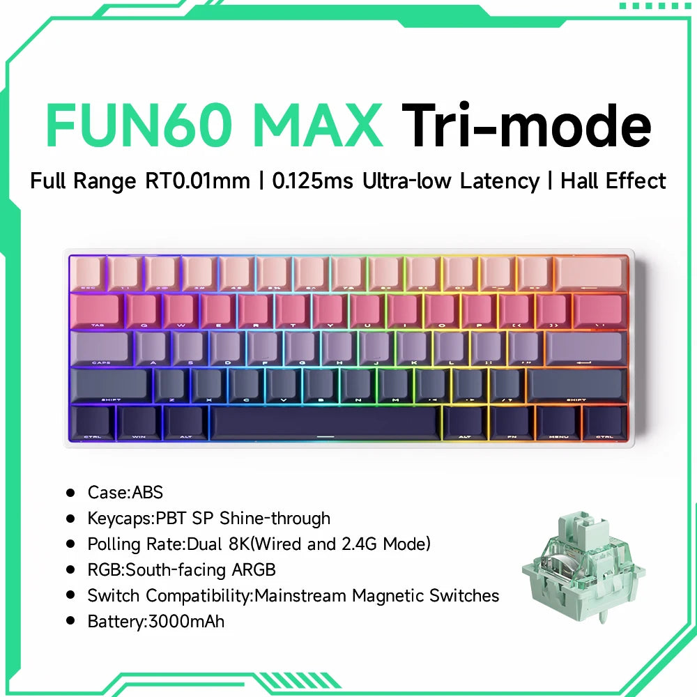 Teclado Gamer Akko MonsGeek FUN68/FUN60 PRO — 60% 65% HE Magnético, Rapid Trigger 8K, RGB