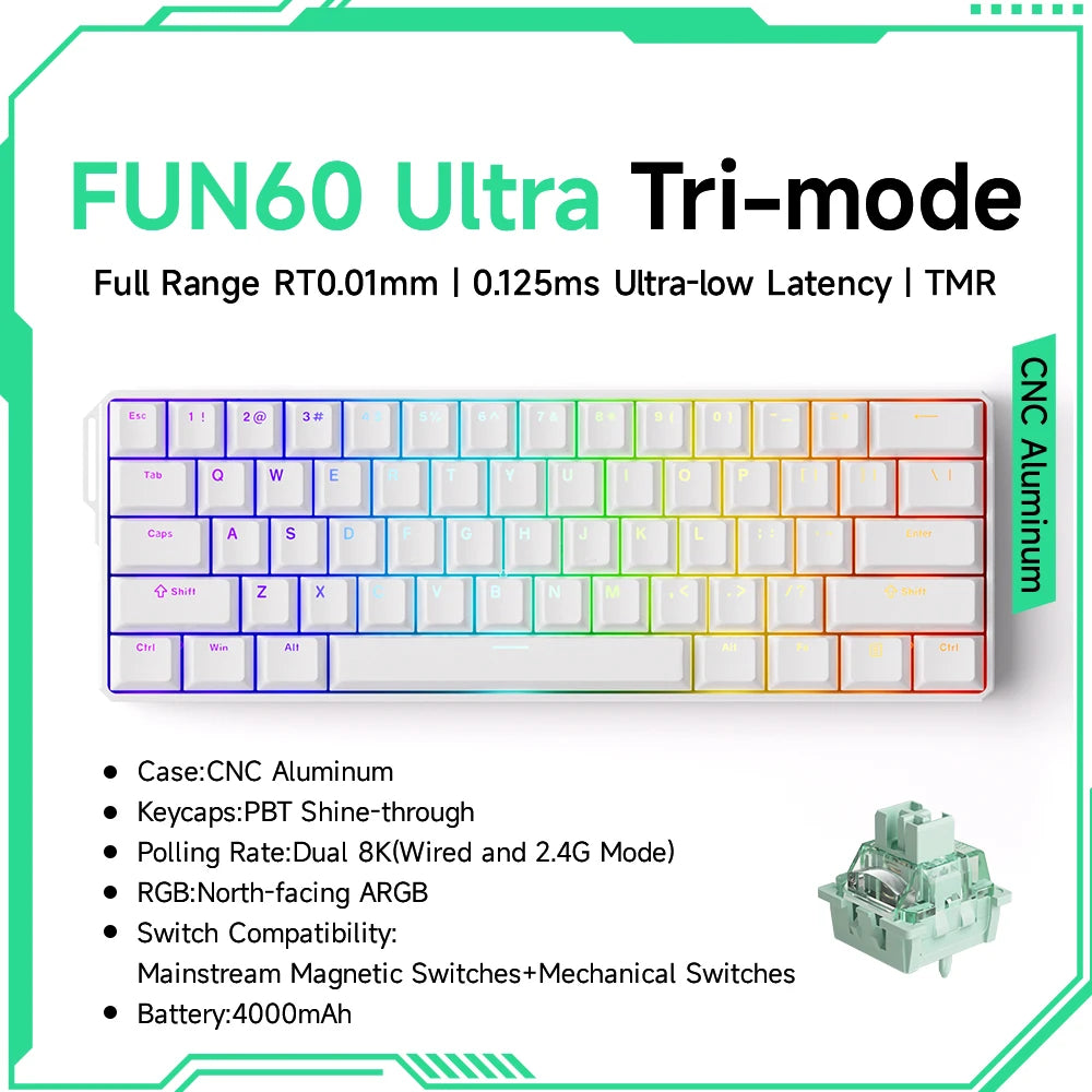 Teclado Gamer Akko MonsGeek FUN68/FUN60 PRO — 60% 65% HE Magnético, Rapid Trigger 8K, RGB
