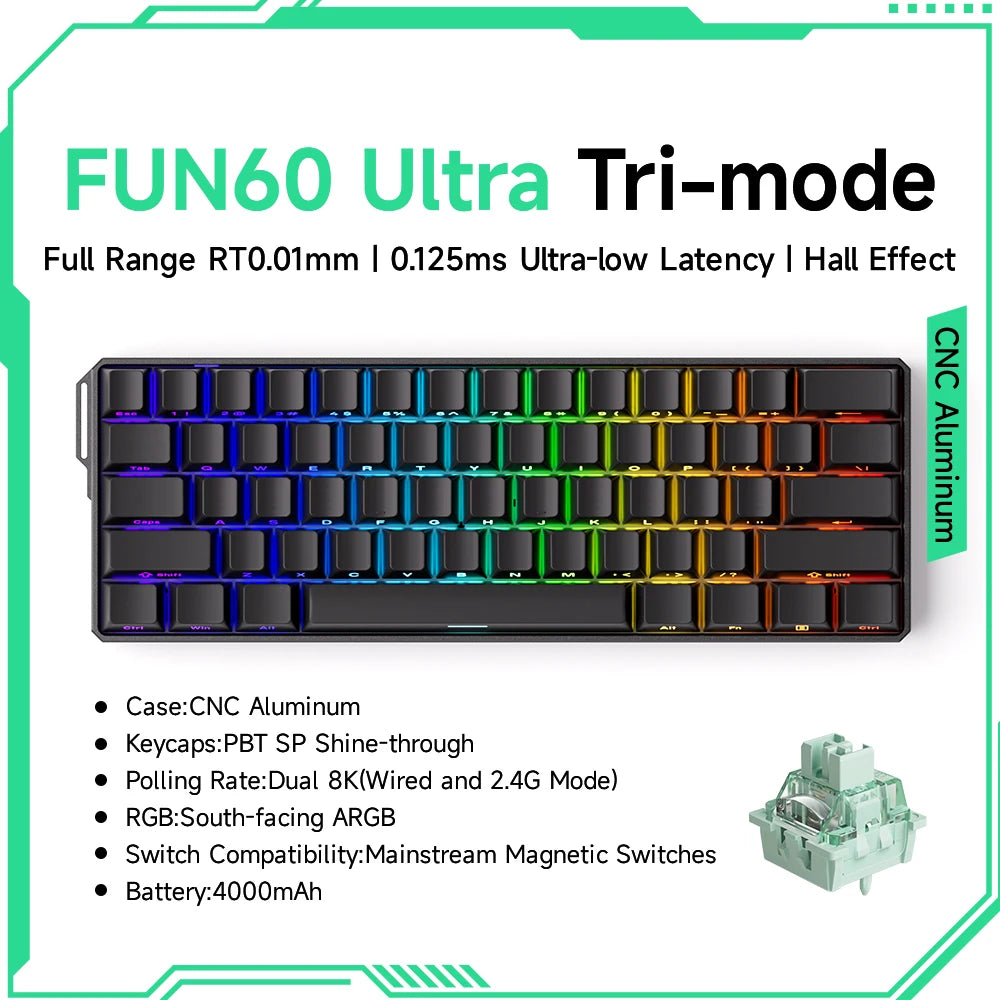 Teclado Gamer Akko MonsGeek FUN68/FUN60 PRO — 60% 65% HE Magnético, Rapid Trigger 8K, RGB