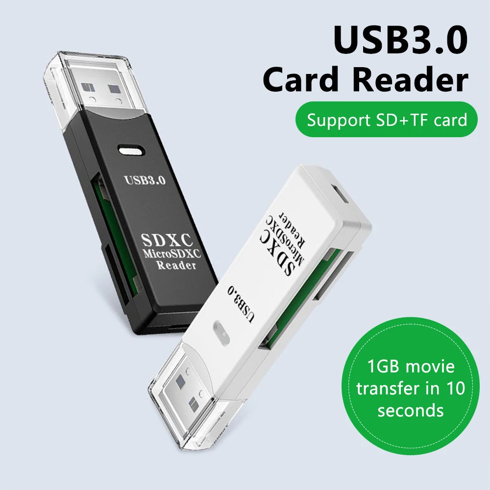 Leitor de Cartão USB 3.0 2 em 1 - Micro SD e TF Alta Velocidade